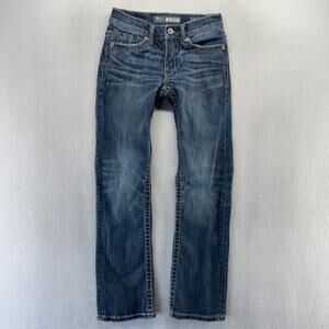 Buckle BKE Jeans Boys 25R 25 Blue Aiden Bootleg Bootcut Dark Wash Whisker y2k